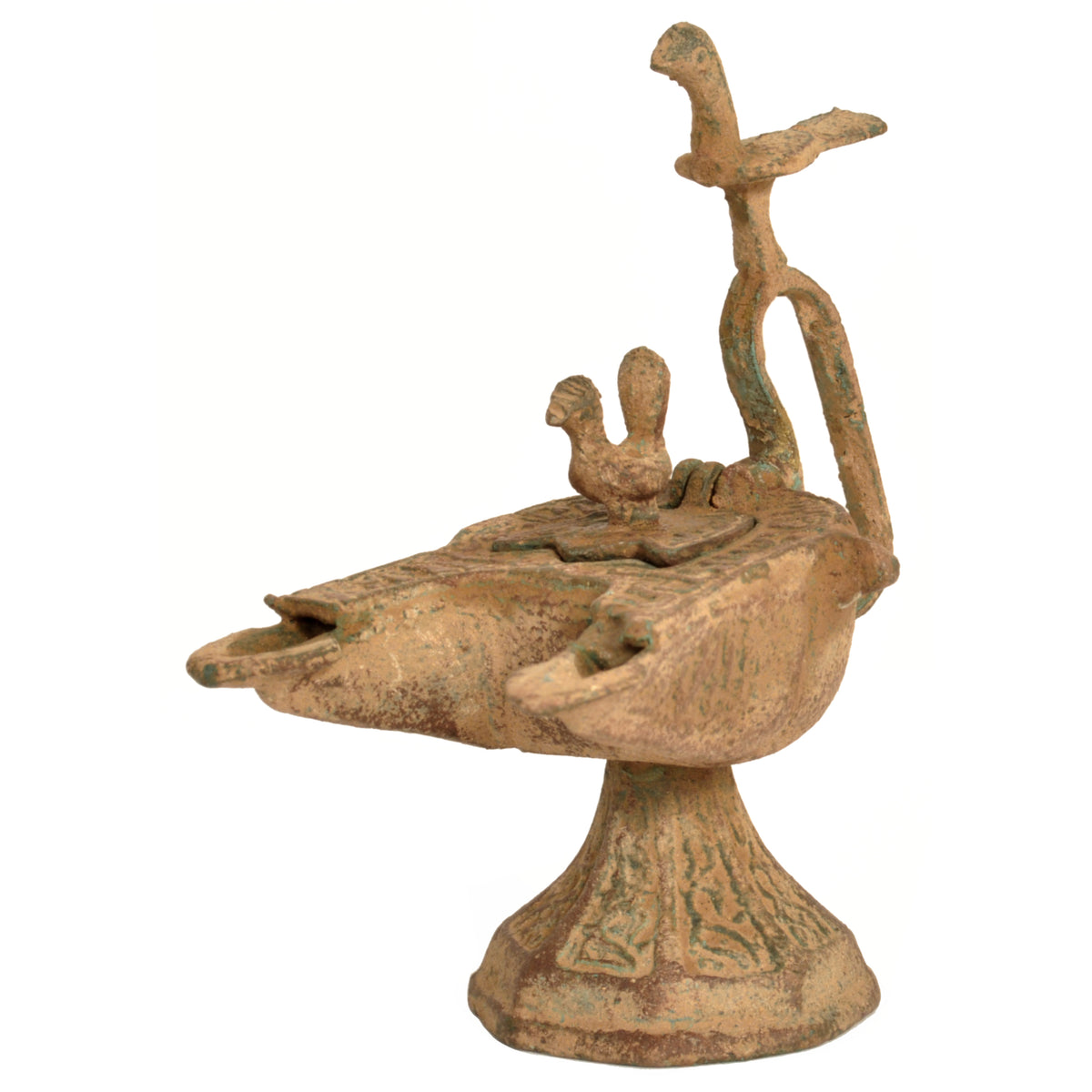 Ancient Persian Khurasan Islamic Engraved Calligraphy Bronze Oil Lamp c.1200