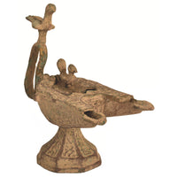 Ancient Persian Khurasan Islamic Engraved Calligraphy Bronze Oil Lamp c.1200