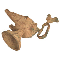 Ancient Persian Khurasan Islamic Engraved Calligraphy Bronze Oil Lamp c.1200