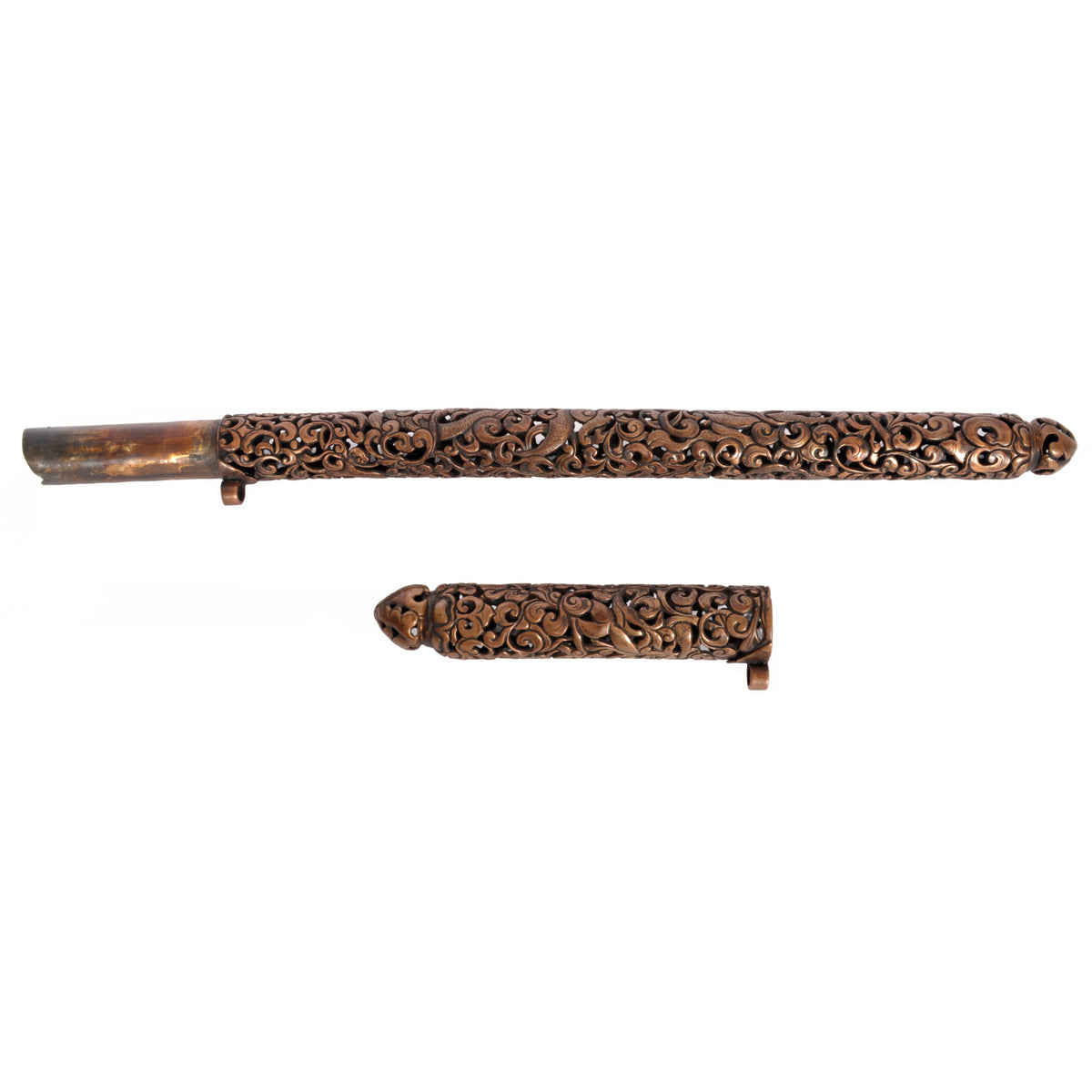 Antique 18th Century Tibetan Buddhist Gilded Iron Lama's Pen Case Derge 1700