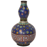 Pair Fine Antique 19th Century Japanese Meiji Cloisonné Double Gourd Vases 1890