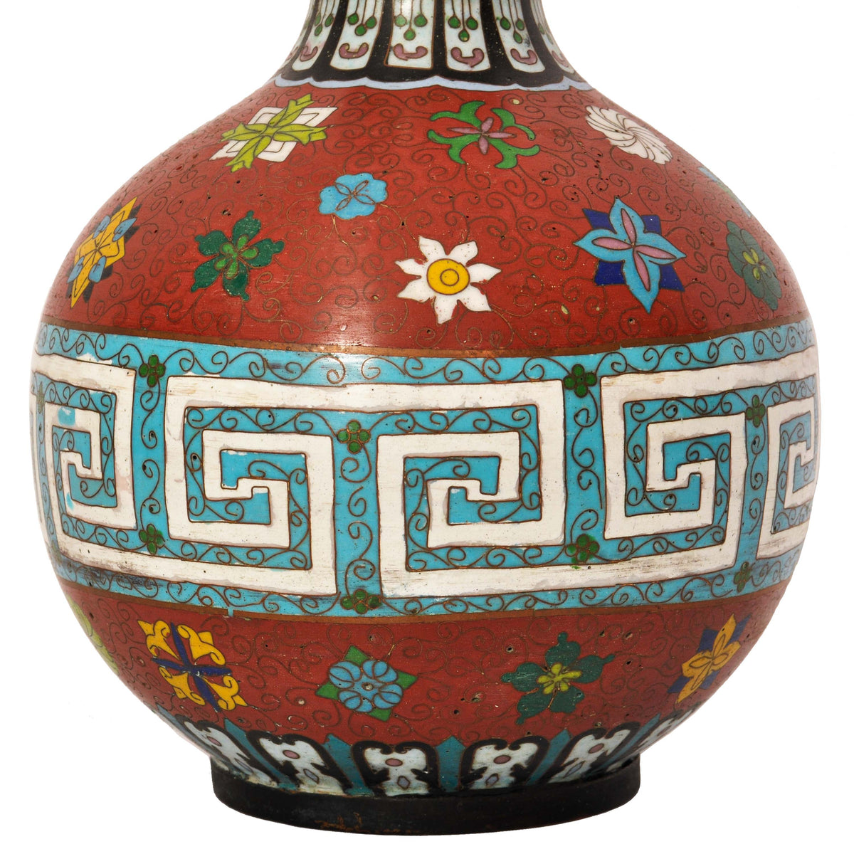 Pair Fine Antique 19th Century Japanese Meiji Cloisonné Double Gourd Vases 1890