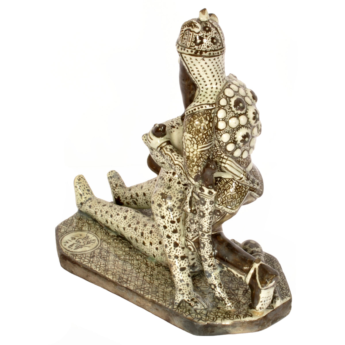 Antique Persian Qajar Pottery Figure Statue Rostam Ferdowsi Shahmaneh Islamic dated 1804