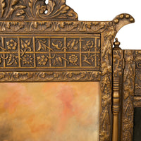 Antique Gilded Room Divider Screen Oil Painting Aesthetic Movement NY 1885