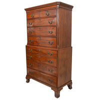 Antique 18th Century Georgian George III Mahogany Tallboy Chest on Chest, Circa 1760