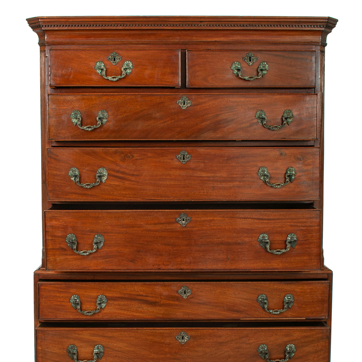 Antique 18th Century Georgian George III Mahogany Tallboy Chest on Chest, Circa 1760