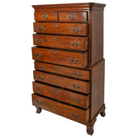 Antique 18th Century Georgian George III Mahogany Tallboy Chest on Chest, Circa 1760