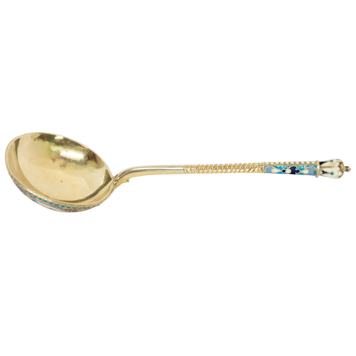 Antique Russian Imperial Silver Gilt Cloisonne Spoon Vasily Andreyev Moscow 1900