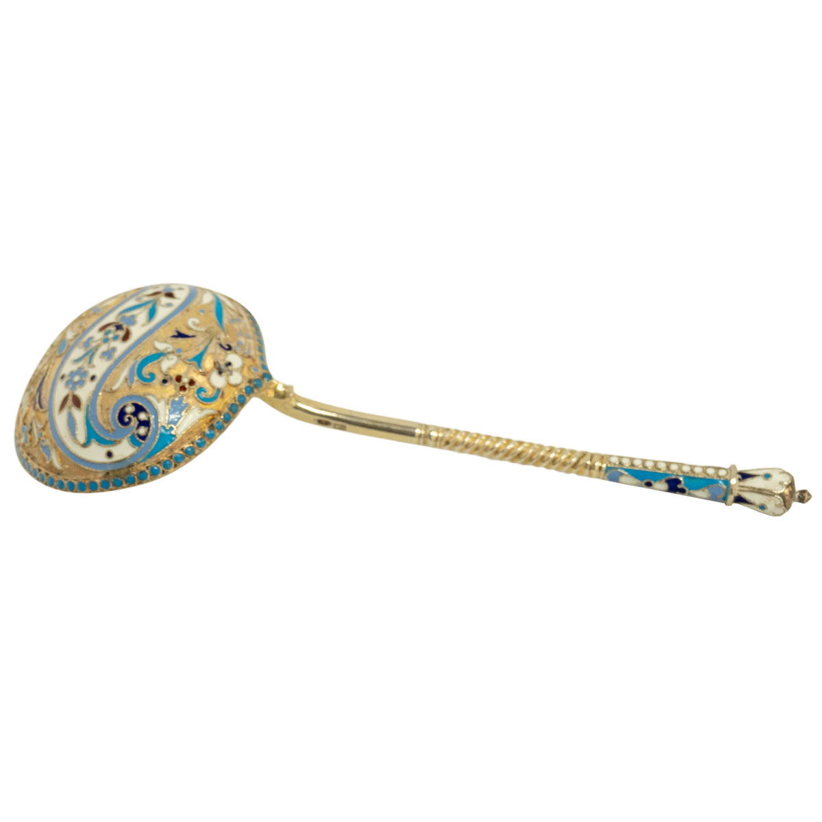 Antique Russian Imperial Silver Gilt Cloisonne Spoon Vasily Andreyev Moscow 1900