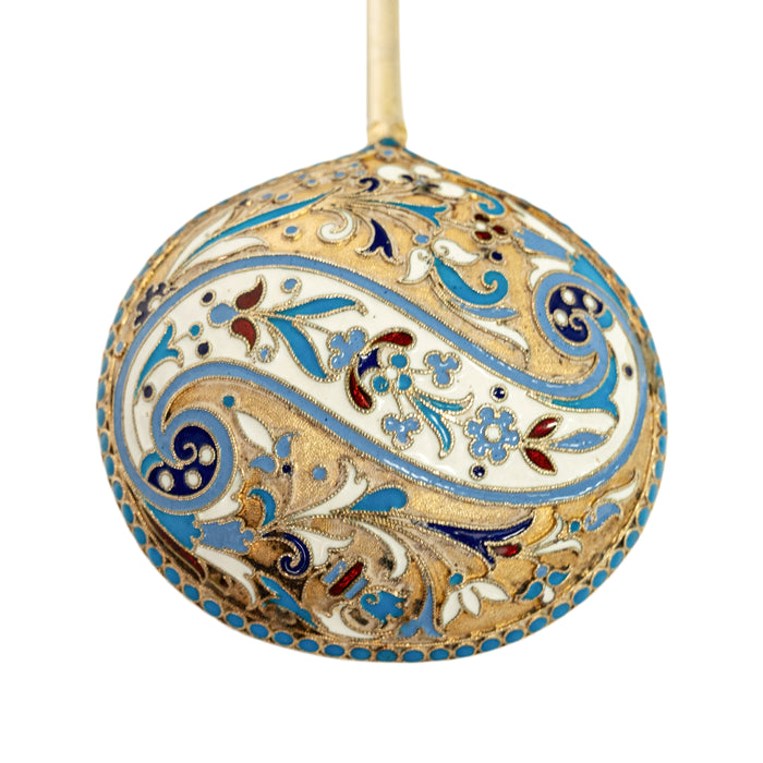 Antique Russian Imperial Silver Gilt Cloisonne Spoon Vasily Andreyev Moscow 1900