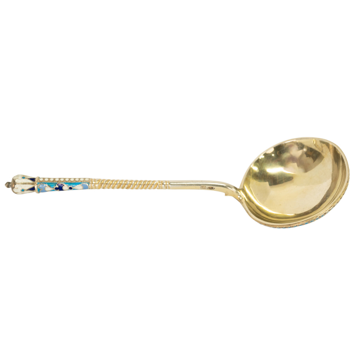 Antique Russian Imperial Silver Gilt Cloisonne Spoon Vasily Andreyev Moscow 1900