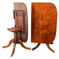 Antique Georgian Regency Cuban Mahogany Twin Pedestal Dining Table Tilt-Top 1810