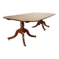 Antique Georgian Regency Cuban Mahogany Twin Pedestal Dining Table Tilt-Top 1810