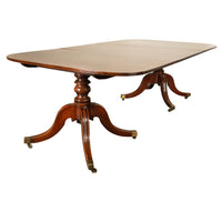 Antique Georgian Regency Cuban Mahogany Twin Pedestal Dining Table Tilt-Top 1810