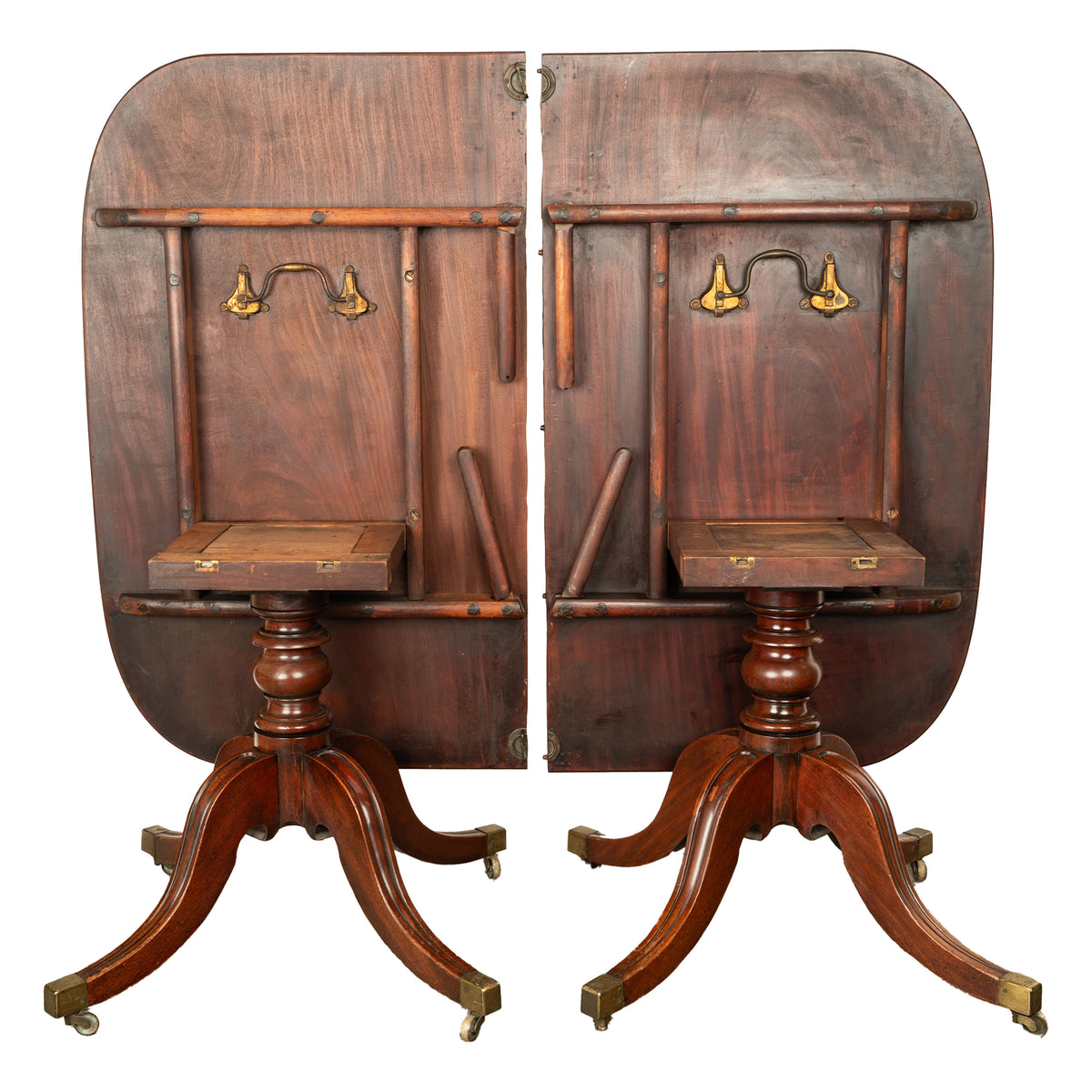 Antique Georgian Regency Cuban Mahogany Twin Pedestal Dining Table Tilt-Top 1810
