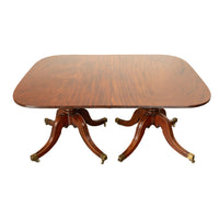 Antique Georgian Regency Cuban Mahogany Twin Pedestal Dining Table Tilt-Top 1810