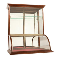 Antique American Mercantile Store Curved Glass Oak Counter Top Display Cabinet