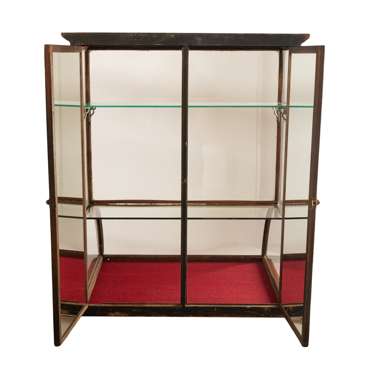 Antique American Mercantile Store Curved Glass Oak Counter Top Display Cabinet