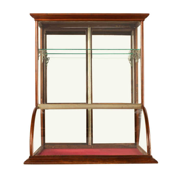 Antique American Mercantile Store Curved Glass Oak Counter Top Display Cabinet