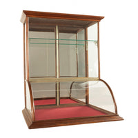 Antique American Mercantile Store Curved Glass Oak Counter Top Display Cabinet
