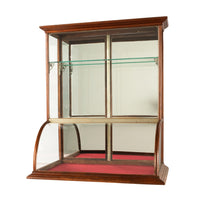 Antique American Mercantile Store Curved Glass Oak Counter Top Display Cabinet