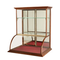 Antique American Mercantile Store Curved Glass Oak Counter Top Display Cabinet