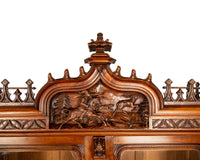 Antique French Carved Oak Gothic Revival Library Bookcase Bibliotheque 1880