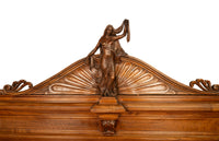 Antique Italian Neoclassical Carved Walnut Size Bed Angels Cherubs Nudes 1870