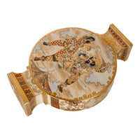 Antique Japanese Meiji Period Satsuma Pottery Moon Flask Vase Samurai 1880