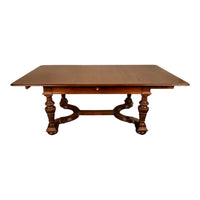 Antique French Carved Mahogany Baroque Revival Dining Table with Two Leaves 1900