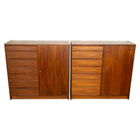Pair Mid Century Modern Danish Teak Chests Dresser Linen Press Svend Madsen 1960