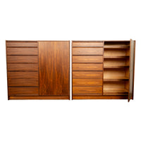 Pair Mid Century Modern Danish Teak Chests Dresser Linen Press Svend Madsen 1960