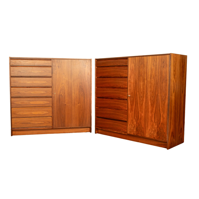 Pair Mid Century Modern Danish Teak Chests Dresser Linen Press Svend Madsen 1960