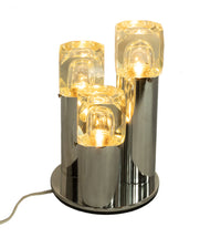 Italian Mid Century Modern Chrome Glass Ice Cube Table Lamp by Gaetano Sciolari