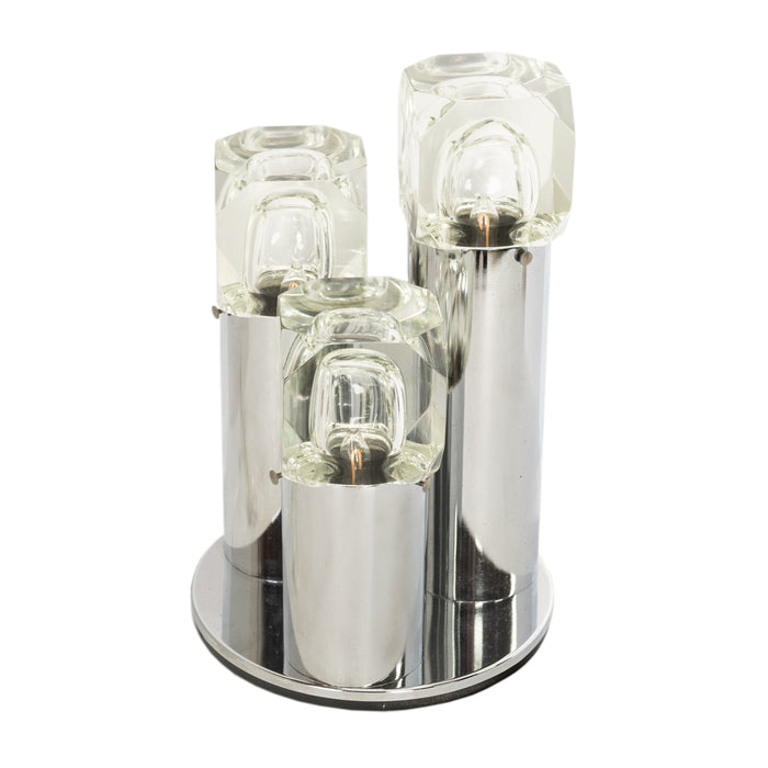 Italian Mid Century Modern Chrome Glass Ice Cube Table Lamp by Gaetano Sciolari