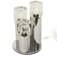 Italian Mid Century Modern Chrome Glass Ice Cube Table Lamp by Gaetano Sciolari