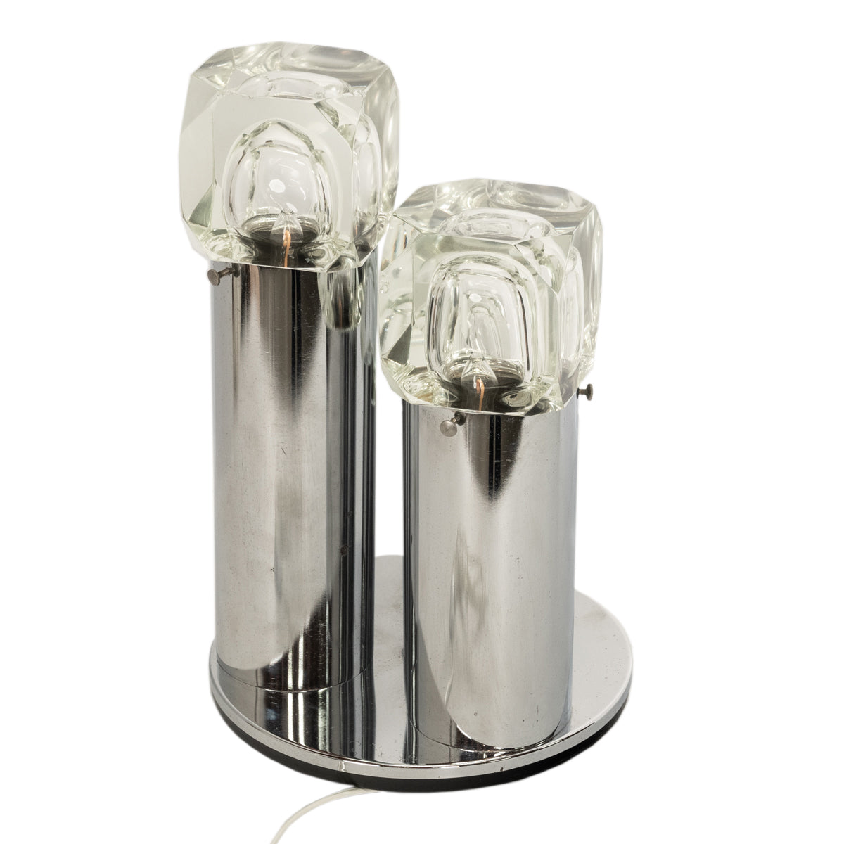Italian Mid Century Modern Chrome Glass Ice Cube Table Lamp by Gaetano Sciolari