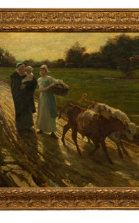 19th Century Impressionist Oil on Canvas Painting Bucolic Figural Landscape by Philip Richard Morris ARA 1880