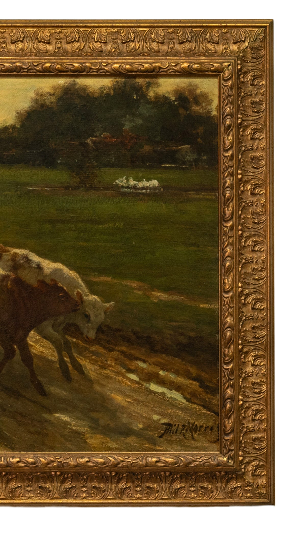 19th Century Impressionist Oil on Canvas Painting Bucolic Figural Landscape by Philip Richard Morris ARA 1880