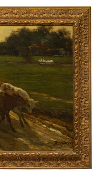 19th Century Impressionist Oil on Canvas Painting Bucolic Figural Landscape by Philip Richard Morris ARA 1880