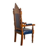 Antique Set of 5 Gothic Revival Irish Masonic Oak & Leather Throne Chairs 1900
