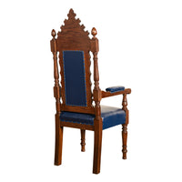 Antique Set of 5 Gothic Revival Irish Masonic Oak & Leather Throne Chairs 1900