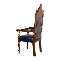 Antique Set of 5 Gothic Revival Irish Masonic Oak & Leather Throne Chairs 1900