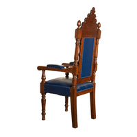 Antique Set of 5 Gothic Revival Irish Masonic Oak & Leather Throne Chairs 1900