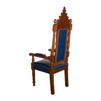 Antique Set of 5 Gothic Revival Irish Masonic Oak & Leather Throne Chairs 1900