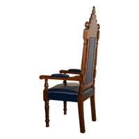 Antique Set of 5 Gothic Revival Irish Masonic Oak & Leather Throne Chairs 1900