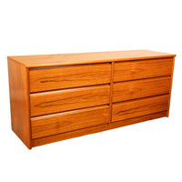 Mid Century Modern Danish Teak 6 Drawer Double Dresser Credenza Sannemanns 1970