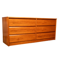 Mid Century Modern Danish Teak 6 Drawer Double Dresser Credenza Sannemanns 1970