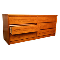 Mid Century Modern Danish Teak 6 Drawer Double Dresser Credenza Sannemanns 1970