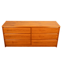Mid Century Modern Danish Teak 6 Drawer Double Dresser Credenza Sannemanns 1970